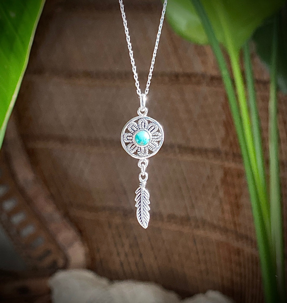 Turquoise dream catcher necklace hotsell