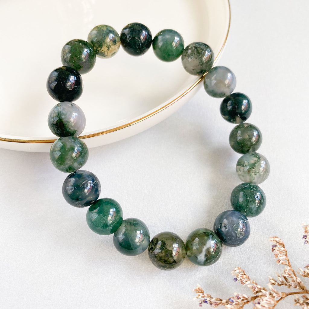 Green moss agate bracelet deals