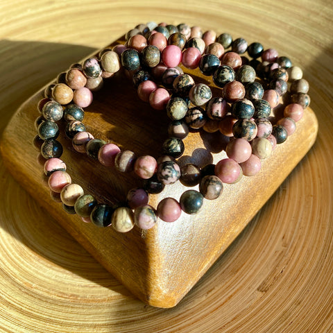 Forgiveness and Healing Heart Bracelet: Rhodonite