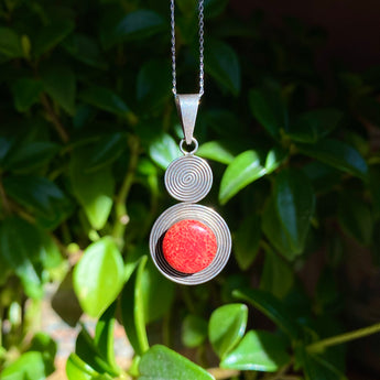 Peace Pendant: Coral (Sterling Silver) Spiral