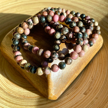 Forgiveness and Healing Heart Bracelet: Rhodonite (6mm)