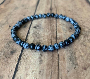 Personal Growth and Purity Bracelet: Snowflake Obsidian (3 sizes)